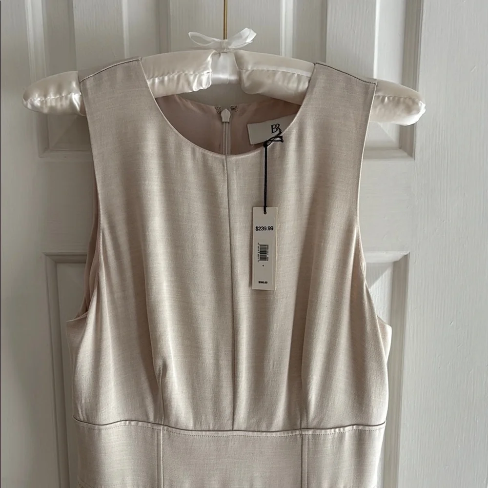 Banana Republic Ness Pleated Satin Midi Dress Size 4 Cream - Picture 7 of 14